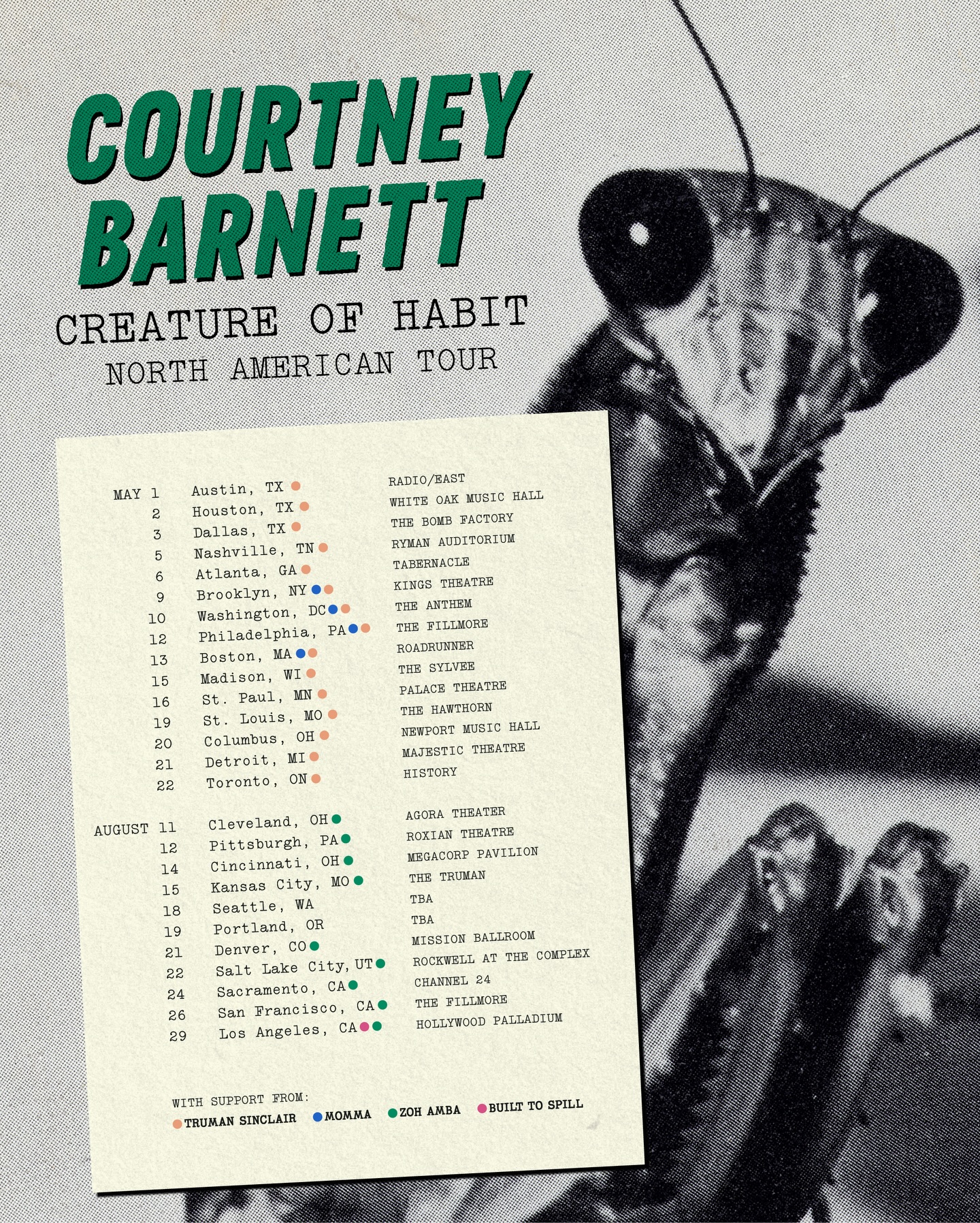 Courtney Barnett Creature of Habit Tour Poster 2026